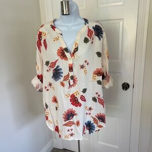 Size Large Old Navy Floral Button Down Tunic With Tags
